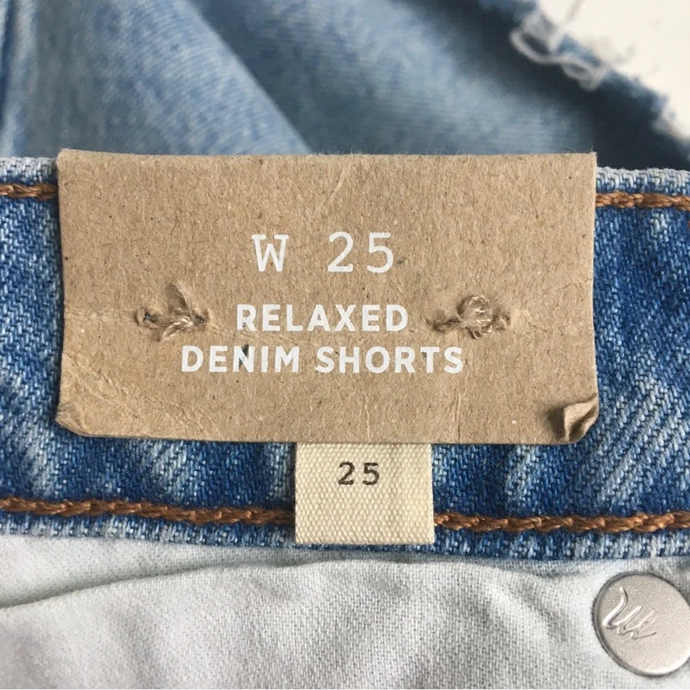 Madewell Relaxed Side-Slit Edition Raw Hem Denim Jean Shorts Madera Wash Size 25